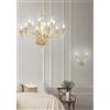 Ondaluce LAMPADARIO VILLA VETRO E METALLO 12 LUCI ORO E AMBRA ATTACCO E14 D.85CM