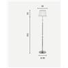 Ondaluce PIANTANA LIVIA CROMO E TORTORA E TRASPARENTE 1 LUCE ATTACCO E27 H.150+30CM