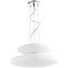 Ondaluce SOSPENSIONE PAGODA D.50CM 3+2 LUCI ATTACCO E27 ALTEZZA 21CM MAX 100CM CROMO E BIANCO