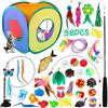 JOTOL Giocattoli per Gatti,38pcs Giochi per Gatti,Gioco Gatto da Interno Set con Rattivi per Gatti,Tunnel per Gatti,Topi,Erba Gatta,Bacchetta di Piume,Pesci,Palline e Campane