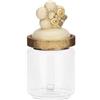 THUN, Barattolo in Vetro con Coperchio in Legno Versione Piccola, Contenitori per Alimenti, Linea Elegance, 400 ml di Capienza, Ø 9 cm, 11 cm h