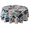 Le linge de Jules Tovaglia antimacchia bordo mare, rotonda, 160 cm, blu, beige