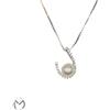 Collana oro bianco 18 Kt 750 perla 6/6,5 e zirconi -323/ST-