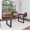 DEGHI Tavolo 180x90 cm piano in legno di acacia 26 mm e gambe a U 8x4 in metallo nero - Freia Bosco