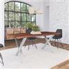 DEGHI Tavolo 180x90 cm piano in legno e gambe in acciaio a X 8x4 cromate - Freia Bosco