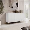 DEGHI Madia 150x81h cm top effetto rovere e bianco cannettato ad onda e con 2 cassetti interni e piedi oro - Isolde