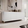 DEGHI Madia 200x81h cm top effetto rovere e bianco cannettato ad onda e con 2 cassetti interni e piedi oro - Isolde