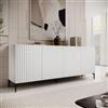 DEGHI Madia 200x81h cm top effetto rovere e bianco cannettato ad onda e con 2 cassetti interni e piedi neri - Isolde