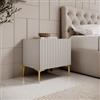DEGHI Set 2 comodini 51x50h cm top effetto rovere e 1 anta cashmere cannettato e piedi oro - Isolde