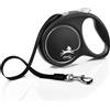 flexi Guinzaglio avvolgibile a fettuccia flexi Black Design, 5 m - L: fino a 50 kg