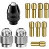 NIYATA 20 Pezzi Kit Mandrini per Trapano Dremel Ottone,Mini Drill Mandrini da 0.8-3.2mm con Micro Trapano Pinze,Adatto per Utensili Rotativi,Rettifica e Trapano Elettrico