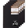 Clairefontaine 975524Cpack - Confezione da 10 quaderni trapuntati Goldline, 20 fogli di carta da disegno bianco, formato A5, 14,8 x 21 cm, 140 g, formato verticale, copertina morbida nera