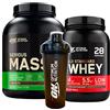 Optimum Nutrition Gold Standard 100% Whey Proteine in Polvere con Aminoacidi Cioccolato Latte 896g 28 Porzioni + Serious Mass con Creatina per Sviluppo Muscolare Cioccolato 2,73Kg 8 Porzioni + SHAKER