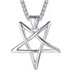 FaithHeart Collana con Pentacolo Invertito Baphomet Ciondolo Satanico Testa di Capra/Pentagramma Satana Sulfuro Occulto Alchimia Inversa Leviatano Croce Acciaio/Oro/Nero + Catena Regolabile