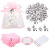 BETESSIN 50Pz Sacchetti Battesimo Bambina Bomboniere Rosa 50pz Ciondoli Battesimo Piedini Carrozzine Portaconfetti 50pz Sacchetti Palstica Regalo Addobbi Decorazioni Battesimo Nascita Feste Bimba