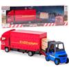 Toyland® 15cm (6) Set di veicoli Load & Go - Camion merci MAN con carrello elevatore e pallet - Giocattolo camion da trasporto - Scala 1:48 con costruzione in metallo e plastica - Età 3+ (Rosso)