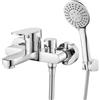 Hermodly Rubinetto per vasca da bagno con doccetta, miscelatore per vasca da bagno cromato, con soffione doccia a 3 funzioni, in ottone per doccia, montaggio a parete 150 mm