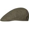 Borsalino Coppola in Lino Herringbone Donna/Uomo - Made Italy Berretto Cappello Piatto con Visiera, Fodera Primavera/Estate - L (58-59 cm) Oliva