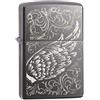 Zippo Accendino 29881, PVD Black Ice® - Wings. Antivento, a Benzina, Ricaricabile