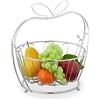 Relaxdays Centrotavola Portafrutta in Metallo, 28,5x28x23 cm Cestino Porta Frutta e Verdura Rimovibile, Moderno, Argento, Ferro