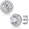 Bestyle Orecchini Donna Argento 925 con Pietre Portafortuna 12 Mesi Orecchini Donna Punto Luce con Zirconi Tonda Bianco Diamante Regalo per Feste