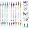 VinBee Confezione da 10 penne per tatuaggi per bambini, delicato sulla pelle, trucco creativo per bambini, penna per tatuaggi temporanei e adesivi a farfalla, penna dorata per cartone, plastica, legno