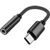 PADCR Adattatore per cuffie USB C, da USB-C a jack da 3,5 mm, universale, nero