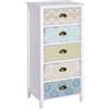 Homcom Cassettiera Mobiletto Vintage con 5 Cassetti Fantasia, per Bagno, Ingresso, Camera, Bianco 46x34x97.5cm|Aosom