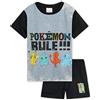 Pokémon Pigiama Corto Bambino, Indumenti Notte Traspiranti Tshirts Pantaloncini - Pikachu Regalo (Nero/Grigio, 4-5 Anni)