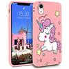 ZhuoFan Cover per iPhone XR, Custodia Cover Silicone Rosa con Disegni Ultra Slim TPU Morbido Antiurto 3d Cartoon Bumper Case Protettiva per iPhone XR, Unicorno