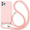 ZhuoFan Cover per Samsung Galaxy A52 4G 5G/A52s 5G 6,5'', Custodia TPU Morbida Silicone Case con Cinturino Regolabile Collana Cordino da Collo Catena Phone Cases per Samsung A52s 5G, Rosa 1