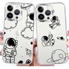 ZhuoFan [2 Pezzi Custodia Per Apple iPhone X 5,8'', Ultra Sottile Trasparente Silicone Antiurto Protettiva Cover modelloo astronauta Disegni Flessibile Morbida e Slim ragazza Case, 08