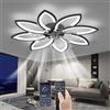 YUNZI Muto Ventilatore da soffitto con luce con telecomando, LED Dimmerabile Lampada da soffitto Moderno Illuminazione per Soggiorno Camera da letto, Regolabile 6 velocità, Nero 90CM