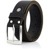 Lindenmann cintura uomo cintura in pelle di bufalo, 40 mm di larghezza e 3,5 mm - 4 mm di spessore, nero, Farbe/Color:nero, Size US/EU:Bundweite 85 cm Gesamtlänge 100 cm W 33.5 M