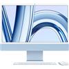 Apple iMac - PC All in One M3 Ram 8 Gb SSD 24 Display 4.5K Processore M3 Ram 8 Gb SSD 256 Gb macOS Sonoma colore Azzurro - MQRQ3T/A