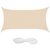 Relaxdays Tenda a Vela Rettangolare, 2 x 4 m, Idrorepellente, Corde di Supporto, Terrazza Ombra Giardino, Beige, Acciaio Inox
