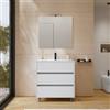 DEGHI Mobile bagno a terra 80 cm bianco opaco con lavabo e specchio - Calipso