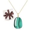 COAI Collana da Donna Pietre Naturali, Collana Argento 925 Placcato Oro da Donna con Ciondolo di Malachite Naturale, Regalo per Lei