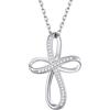 PROSILVER Collana con croce infinita in argento 925 placcato oro per donna, ciondolo infinito in zirconio con catena sottile regolabile da 45 cm+5 cm