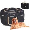 KingCamp Recinto Gioco per Cani 91 x 91 x 58 cm, Pop-up Recinzione Pieghevole con Rete Traspirante per Animali Domestici, Portatile Box per Gatto Coniglio Interno Esterno, in Tessuto Oxford, Nero M