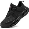LARNMERN Scarpe Antinfortunistiche Uomo Antiscivolo Puntale in Acciaio Scarpe da Lavoro Traspirante Ammortizzazione Scarpe Antifortunistica Leggere (Nero Lucido,45EU)