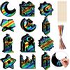 HOWAF 36 Pezzi Ramadan Eid Scratch Art per Bambini, Stella Luna Lanterna moschea a Forma Fogli Neri da grattare Bambini Ramadan Eid Mubarak Decorazioni islamici Ramadan Eid Regali per Bambini
