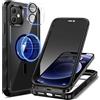 seacosmo Cover per iPhone 12 Privacy Magnetica, Compatibile con Magsafe, Antispy Schermo Integrata in Vetro Temperato, Protezione Fotocamera, Custodia 360 Gradi Antishock Fronte Retro - Nero