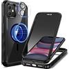 seacosmo Cover per iPhone 11 Privacy Magnetica, Compatibile con Magsafe, Antispy Schermo Integrata in Vetro Temperato, Protezione Fotocamera, Custodia 360 Gradi Antishock Fronte Retro - Nero