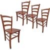 VIRSUS Set 4 Sedie Paesana in Legno Massello, Misura 43x42x86 cm, Sedia Tradizionale Robusta, per Casa, Cucina, Agriturismo, Ristorante, Made in Italy (Noce Scuro)