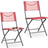 relaxdays Sedie Pieghevoli, Set da 2, da Giardino, Balcone, Terrazza, Arredo Campeggio, Metallo, Fino a 120 kg, Rosso