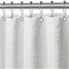 FIISAYL Waffle Tenda Doccia Tenda Vasca da Bagno Rigida Tessuto in Poliestere Lavabile in Lavatrice con 12 Anelli Impermeabile 183 x 183 cm(Bianco)
