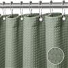 FIISAYL Waffle Tenda Doccia Tenda Vasca da Bagno Rigida Tessuto in Poliestere Lavabile in Lavatrice con 12 Anelli Impermeabile 183 x 198 cm(Verde)