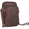 STILORD 'Tertius' Borsa Porta Cellulare in Pelle con Sistema 3-in-1 Piccola Borsa a Tracolla Marsupio da Cintura Vintage Pochette Uomo in Cuoio Genuino, Colore:cognac marrone scuro