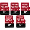 Patriot Memory 64GB A1 / V30 scheda di memoria per Telefoni e Tablet Android, Registrazione Video 4K - Pacco da 5